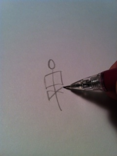 3) Draw a simple bow tie shape about the same width as the square.