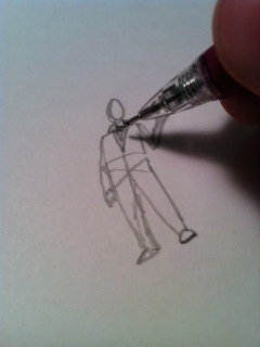 6) Now draw some lines from the shoulders for the arms.