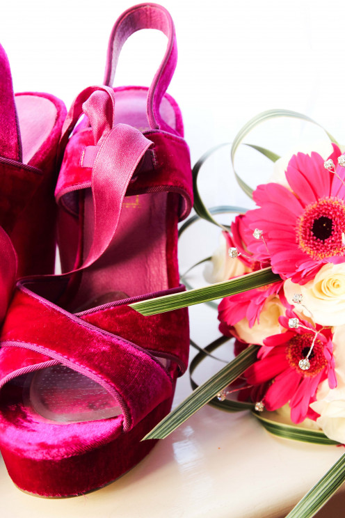 pink gerberas and pink shoes!