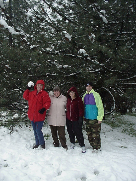 A bunch of friends enjoying a Christmas time in the snow!