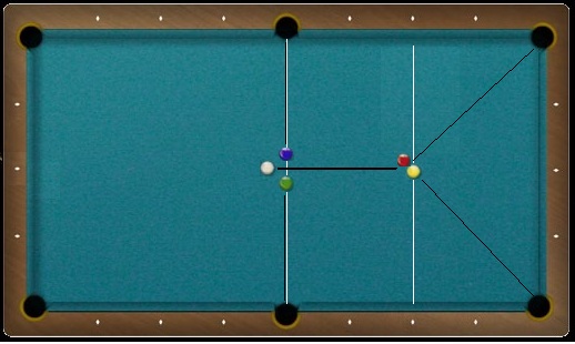 This diagram shows the approximate placement of the balls for this shot.