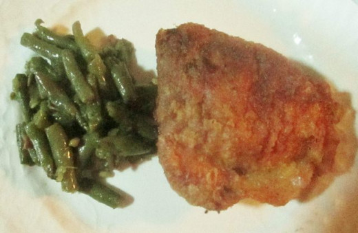 Green beans and fried chicken