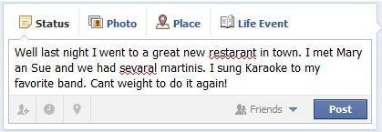 Facebook alerts to some the misspellings in the update.