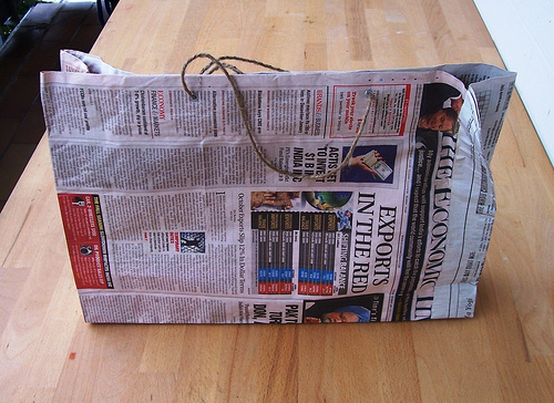 Check out thi neat bag made out of newspaper.