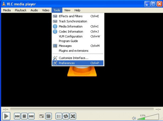 VLC media player main window