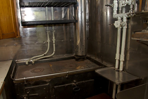 kitchen in a train