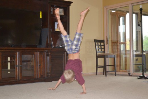 Time for a handstand during the talent show