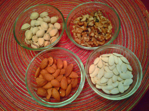 Pistachios, walnuts, almonds and pumpkin seeds