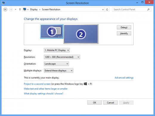 Select the monitor you want to change the settings for and then adjust the settings accordingly.