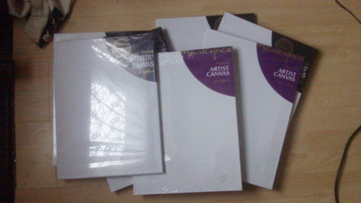 Selecting your Canvas size. I paint on a range of Artist canvas sizes.