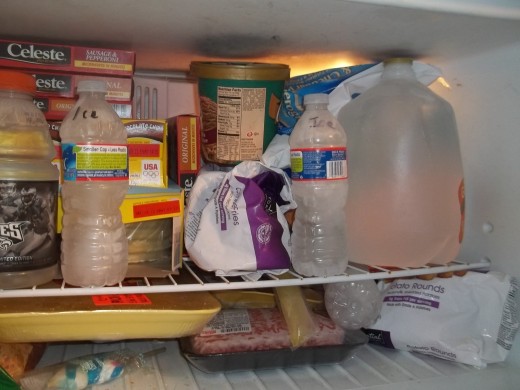 You can help keep your refridgerator cold by freezing containers of water before a power outage strikes your area.