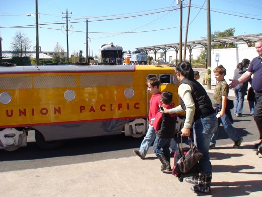 The visit to Houston included a mini Union Pacific train ride for visitors