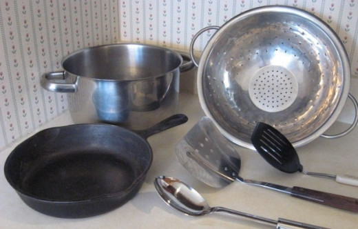 You can do a lot with a pot, a frying pan, and a colander.