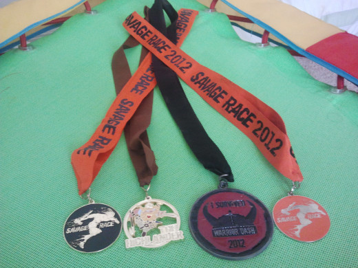 Medals from the mud races I have run.