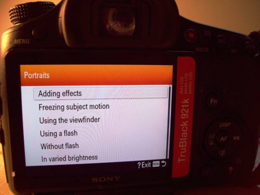 LCD lens showing a tutorial.