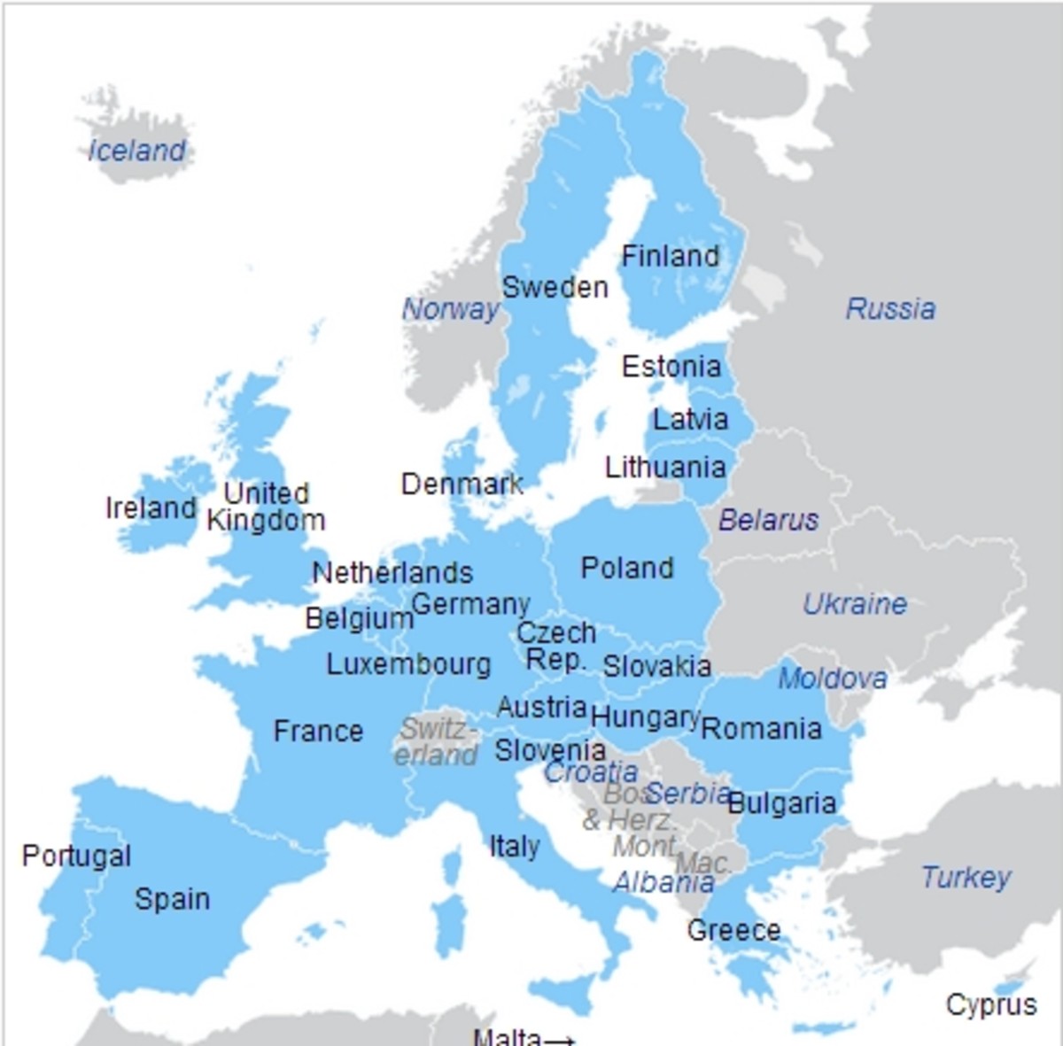 European Union member states in blue.