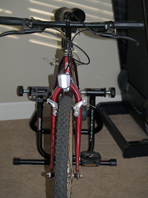 My bike on a trainer - front view