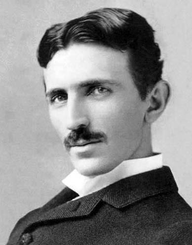 Nikola Tesla at age 34, scanned from a photograph taken in (around) 1890.  Educated in Croatia, Tesla is of Serbian heritage.