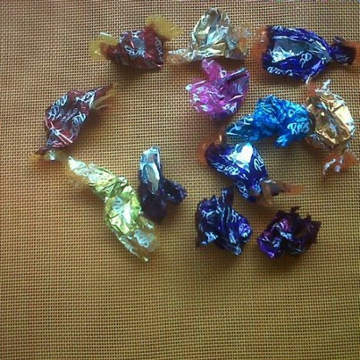 Sorry but I couldn't save the chocolates long enough to take pictures of them, these empty wrappers tell a sad tale.