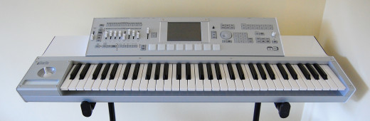 The strange looking top-of-the-line Korg M3 Music Workstation