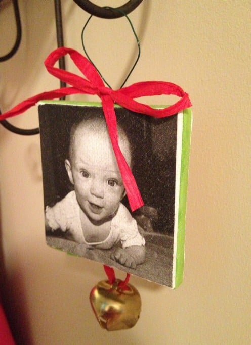 Print photos on canvas for Christmas ornaments!