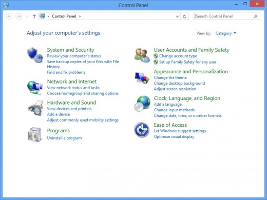 Click "User Accounts and Family Safety" to open the User Accounts and Family Safety dialog box.
