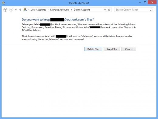 Click either "Keep Files" or "Delete Files."