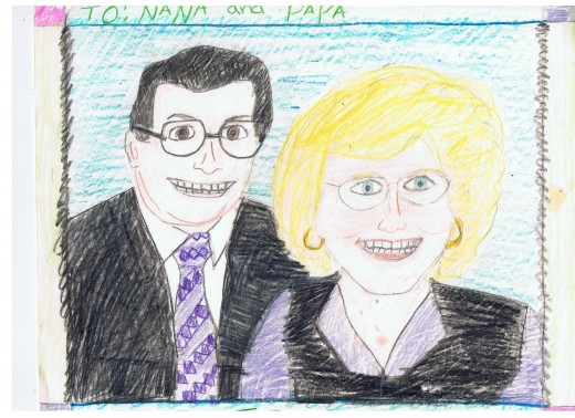 Drawing of my mom and dad by Tori.  The joy in this drawing says it all ... God bless you mom, and dad.  