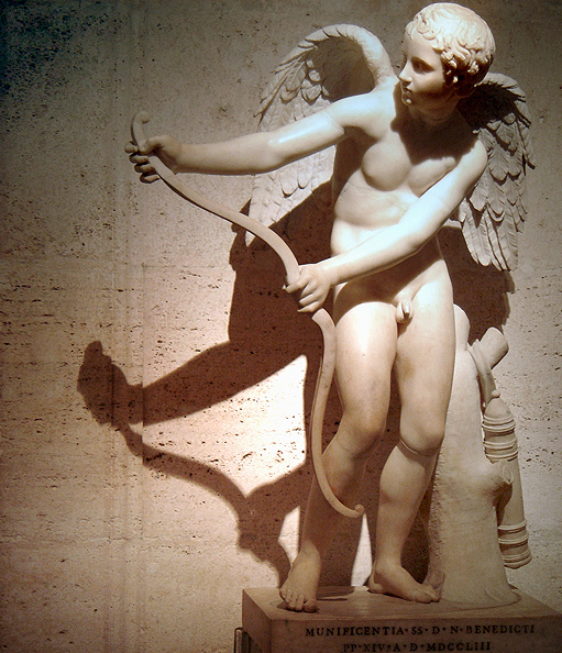 A classic Greek statue of Cupid