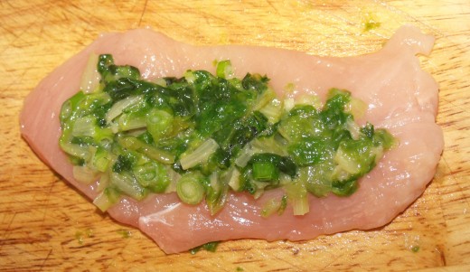 Lettuce mix on chicken breast