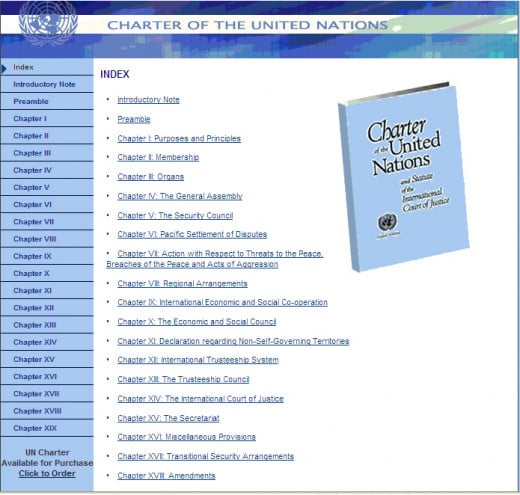 Web Page for the Charter for the United Nations