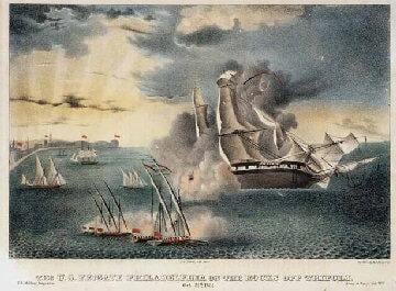 The USS Philadelphia aground off Tripoli.