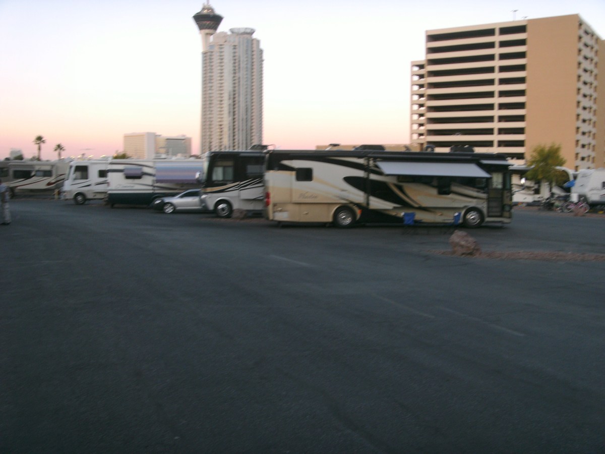 "Campsites" at the Las Vegas KOA are little more than a piece of pavement with hookups.