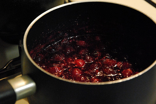 Cranberry sauce on the stove