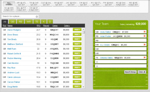 FanDuel starts you off with $60,000 to fill out a 9-man roster.