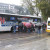 Shuttle bus dropping off passengers outside Milan Central station (Milano Centrale). Shuttle bus dropping off passengers outside Milan Central station (Milano Centrale).
