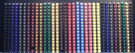 In a Nespresso shop you can find a great variety of flavors, with each color for a different flavor and intensity