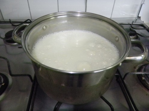 Get your fresh milk and place it into a stainless steel pan.