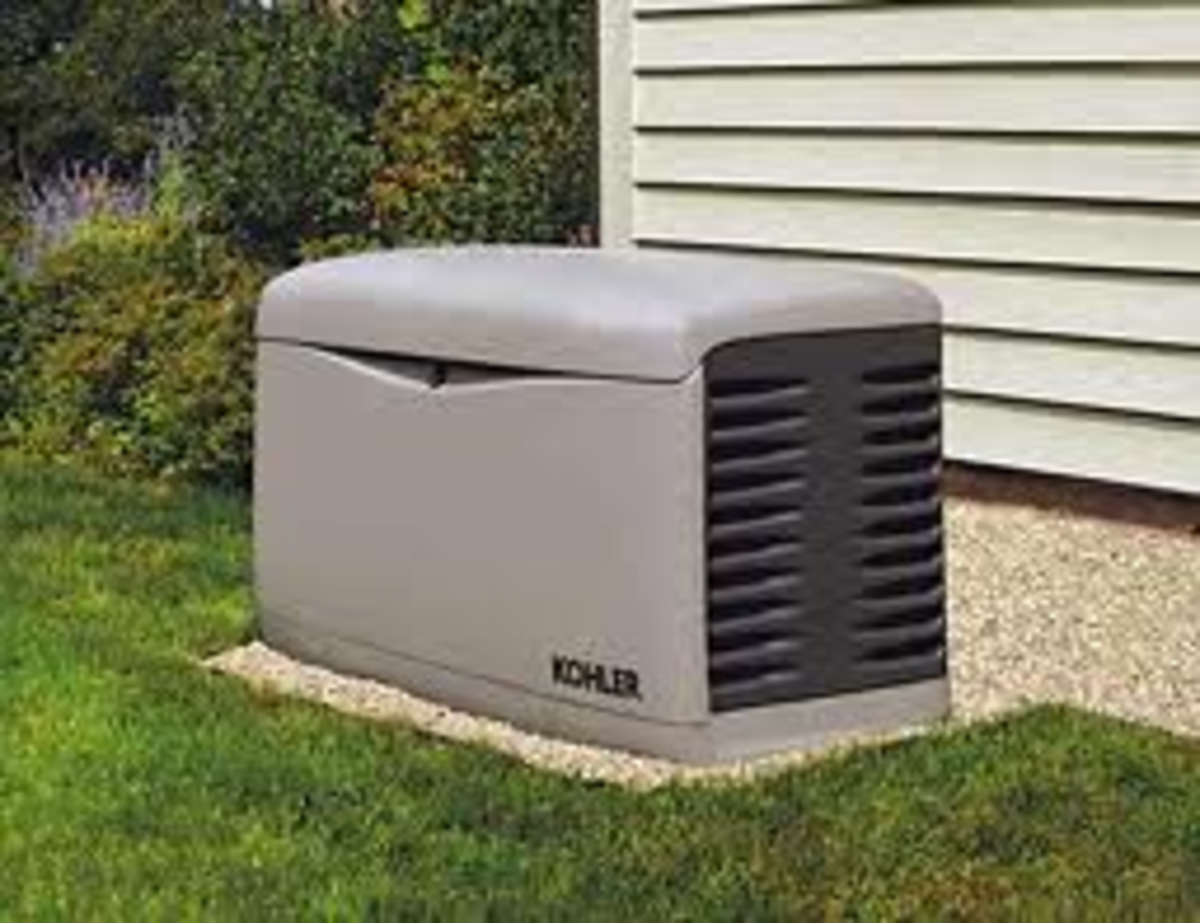 A Stationary Standby Generator looks a lot like an central air conditioner unit alongside a house or building.
