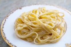 Yummy Fettuccine Alfredo with half the fat and calories!