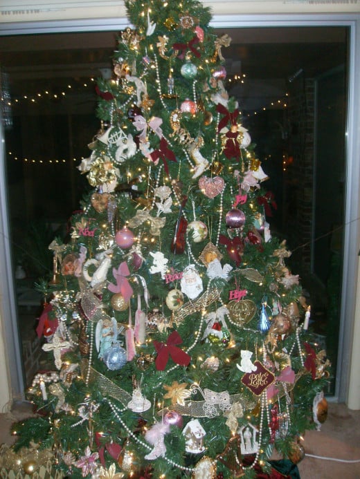 Christmas tree with lots of ornaments