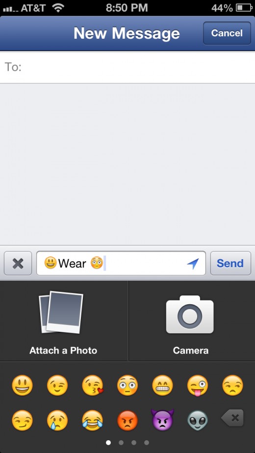 Tap the emoji you want to insert into your message at the location where your cursor currently is.