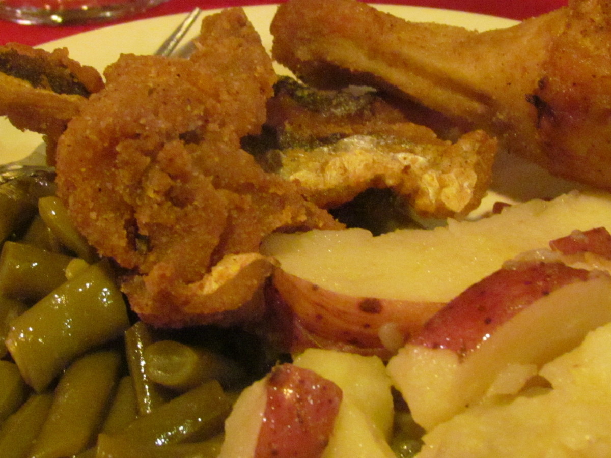 A delicious meal of fried fish and chicken with green beans and red potatoes was our dinner for the evening.