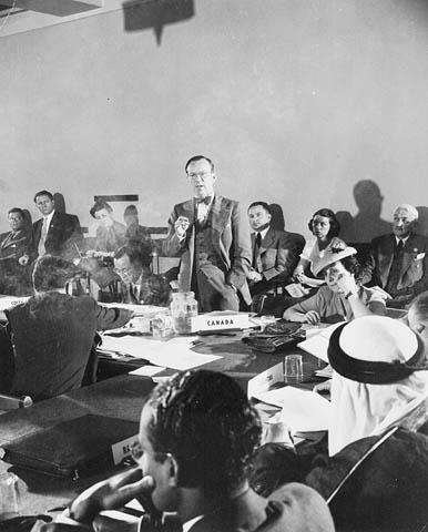 Lester B. Pearson addressing a United Nations committee 