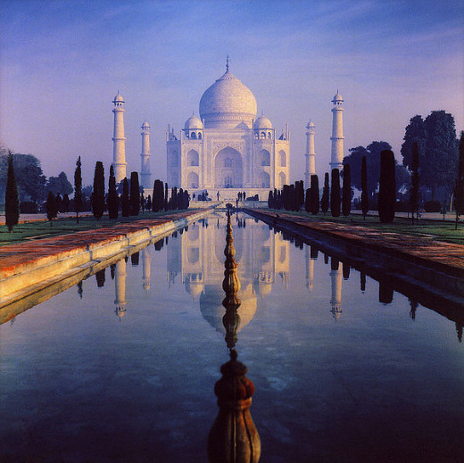 The Taj Mahal in Agra, India built by the emperor Shah Jahan.