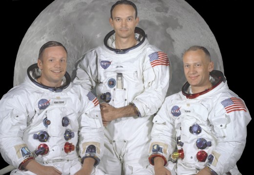 The crew of Apollo 11. From left to right - Neil Armstrong, Michael Collins and Buzz Aldrin.