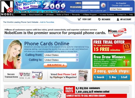 Nobelcom Website Screen Shot