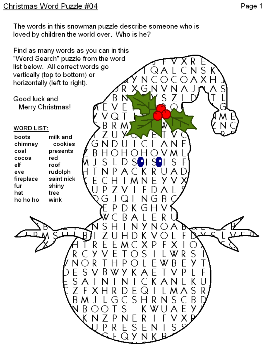 Free Printable Holiday Word Search Games