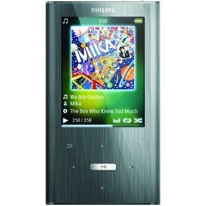 The Philips GoGear Ariaz player plays MP3 audio files and MP4 video files.