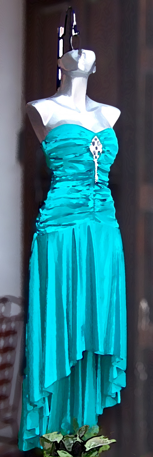 A blue dress but not Monica's, of course